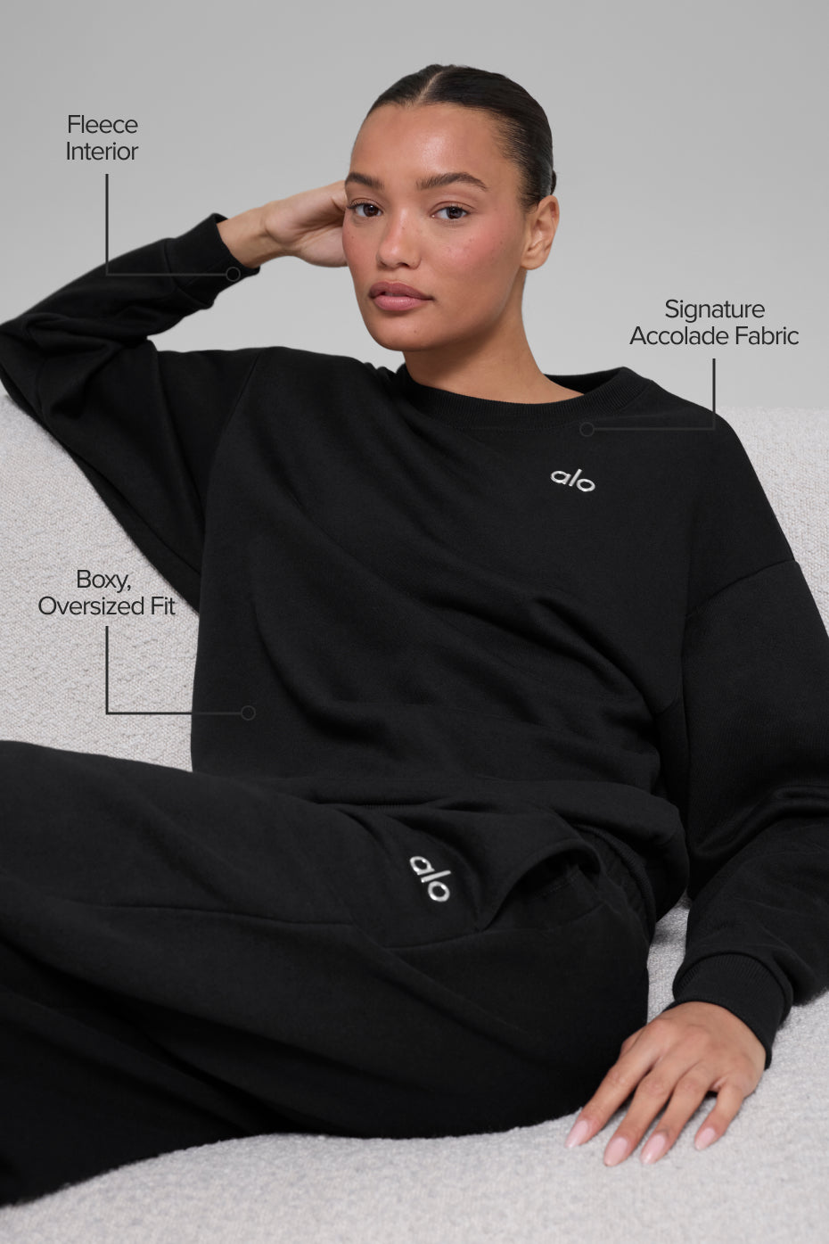 Alternative view of Accolade Crew Neck Pullover   Black