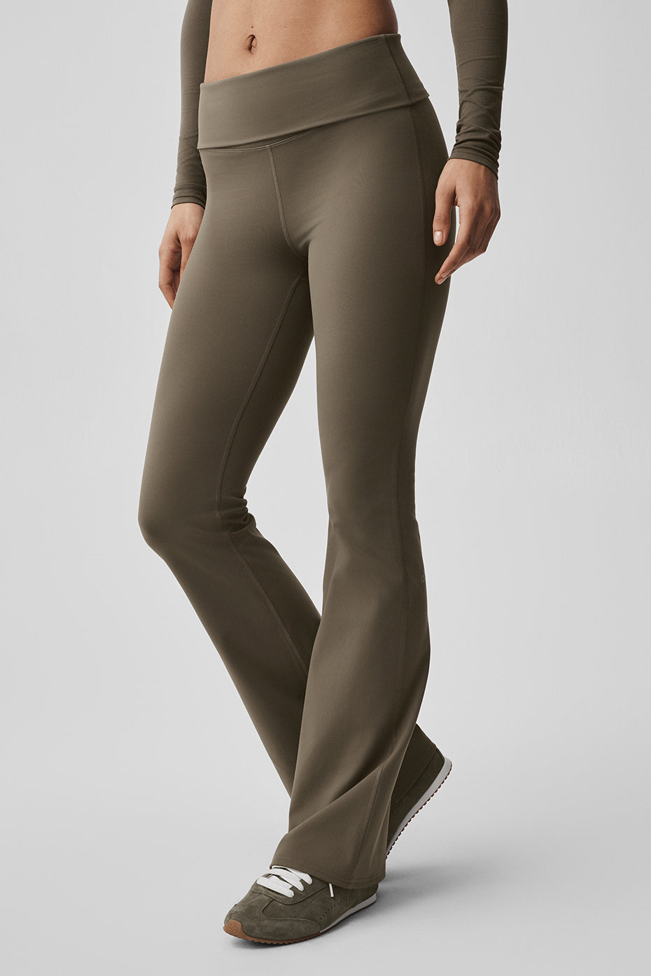 ALO Softsculpt Foldover Flare Legging   Olive Tree