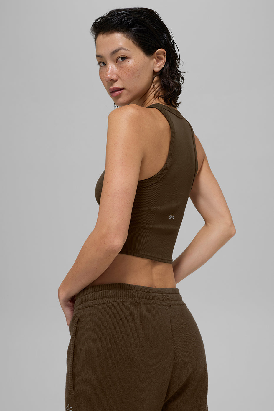 Alternative view of Goddess Ribbed Go To Tank   Espresso