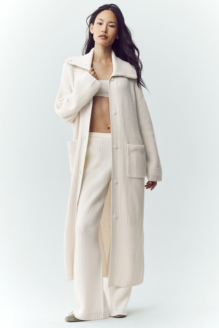 Cashmere Northstar Long Cardigan   Ivory