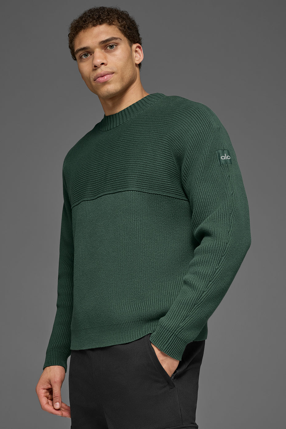 Alternative view of Domain Shift Rib Knit Sweater Crew   Clover Green