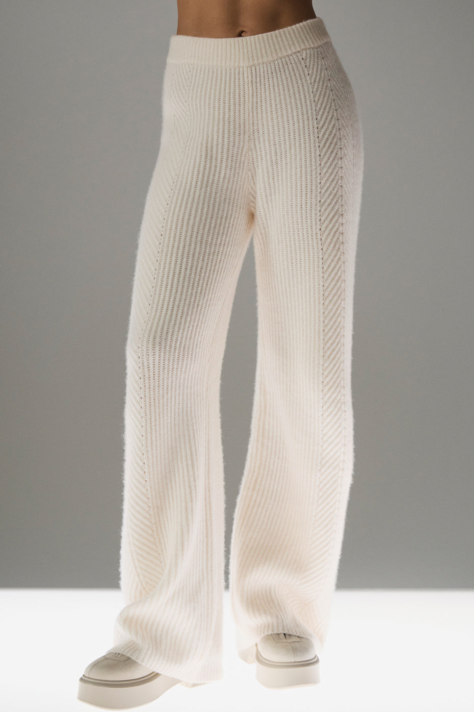 Winter Magic Cashmere Wide Leg Pant   Ivory