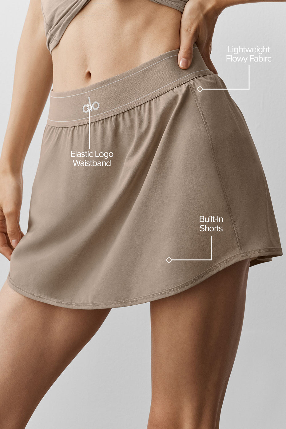 Alternative view of Match Point Tennis Skirt   Gravel