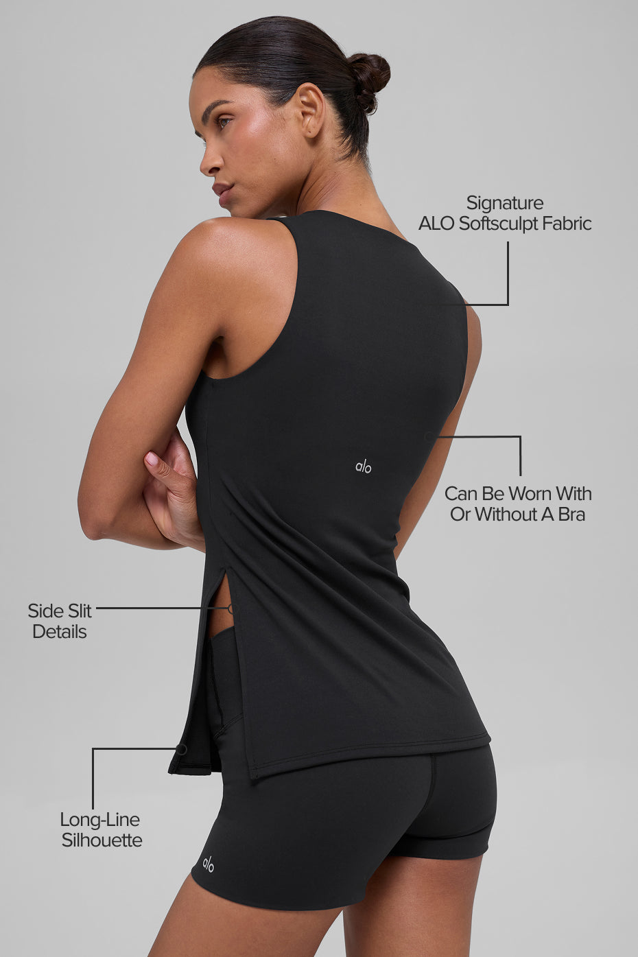 Alternative view of ALO Softsculpt Precision Full Length Bra Tank   Black
