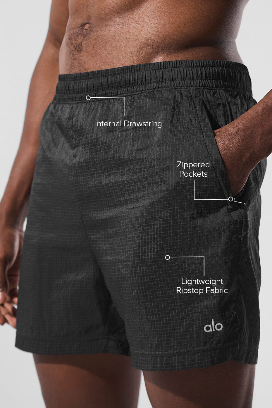 Alternative view of 5" Game Time Ripstop 2 In 1 Short   Black/Black