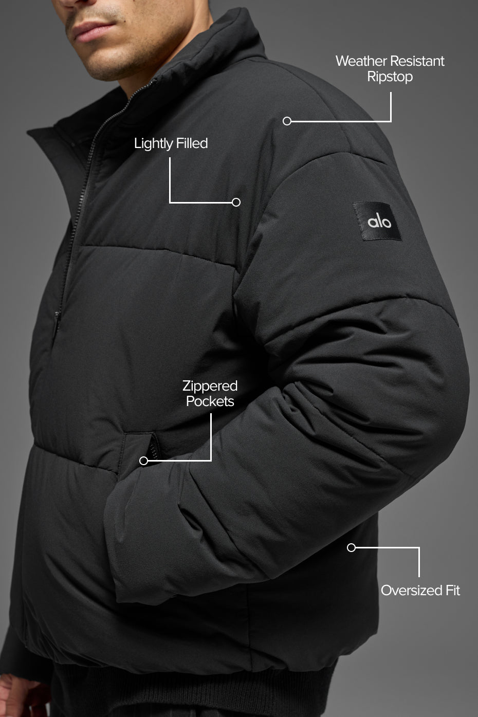 Alternative view of Stretch Woven Street Puffer   Black