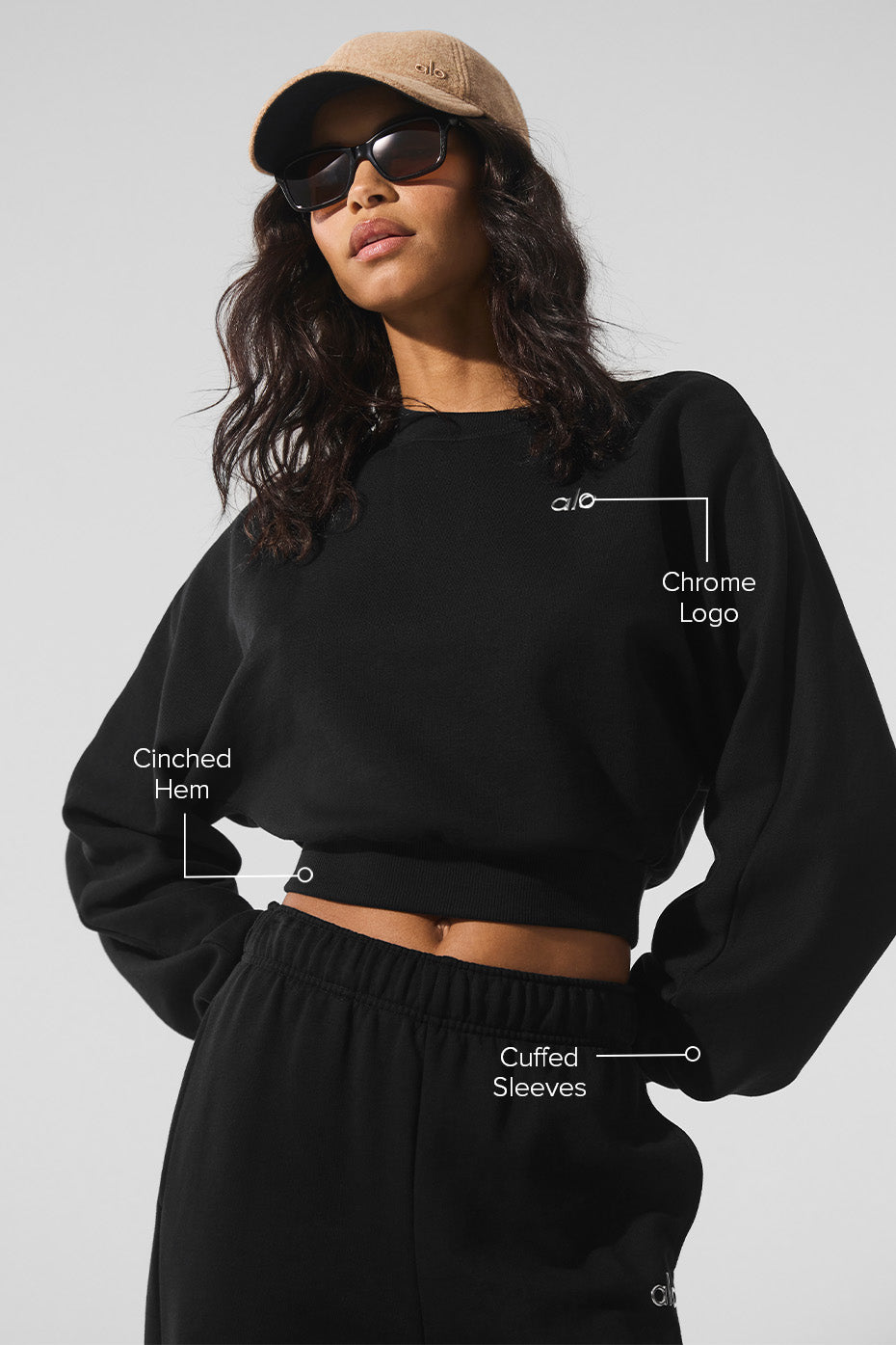 Alternative view of Cropped Accolade Crewneck   Black