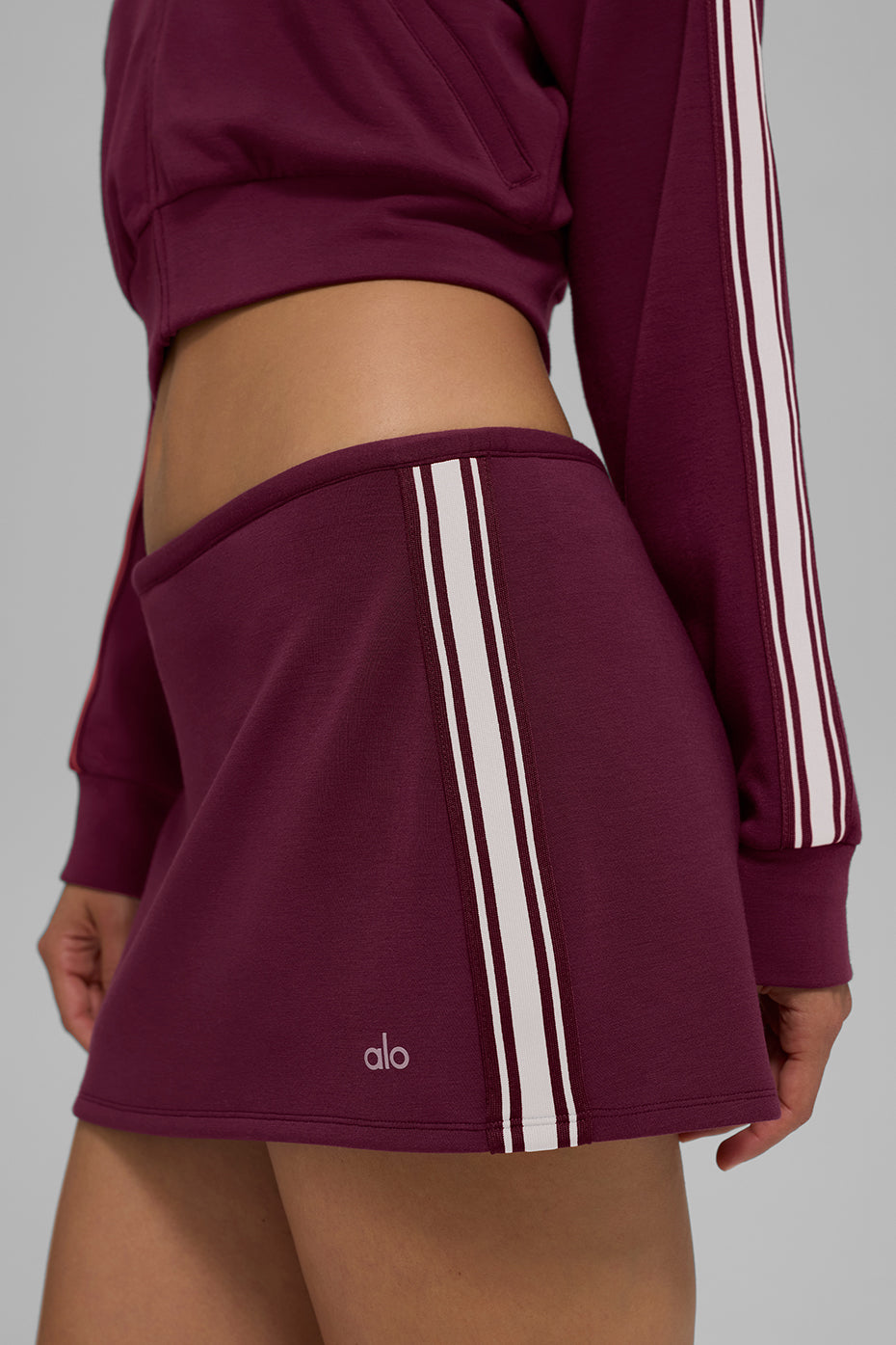 Alternative view of Track Star Mini Skirt   Burgundy