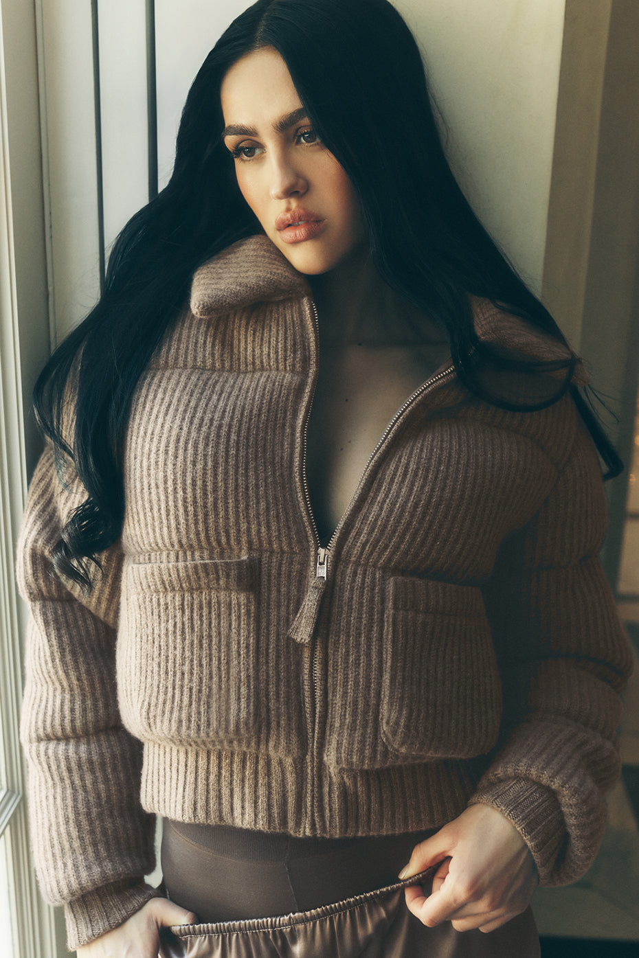 Cashmere Northstar Sweater Puffer   Alpine Cocoa Heather