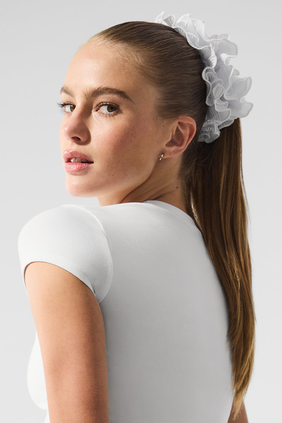 Alternative view of Micro Plisse Oversize Scrunchie   White