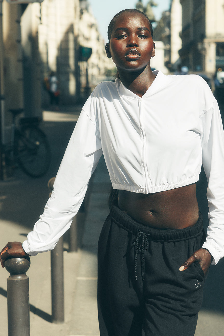 Cropped Breezy Full Zip Cover Up   White