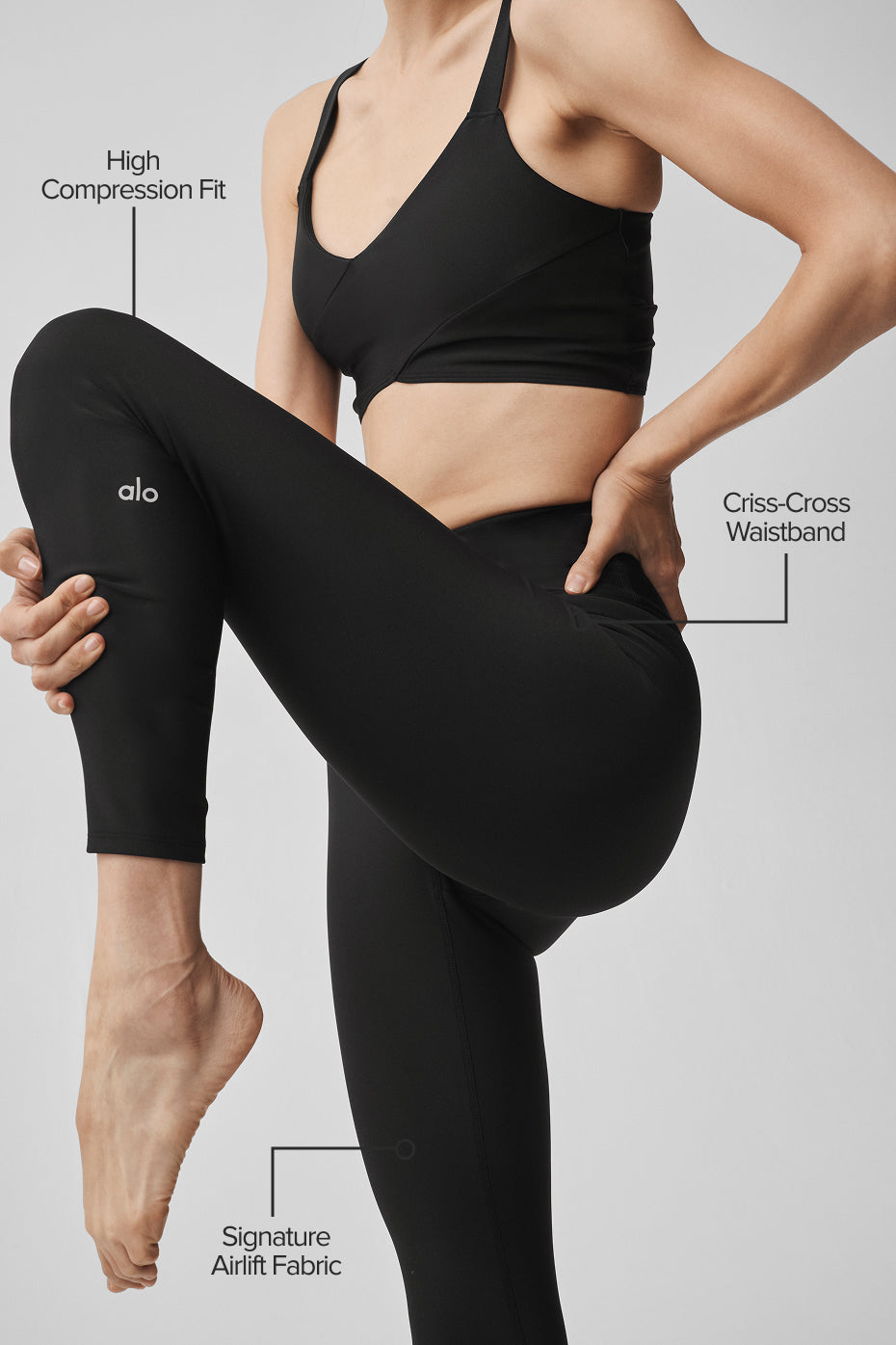 Alternative view of Airlift High Waist 7/8 Horizon Legging   Black
