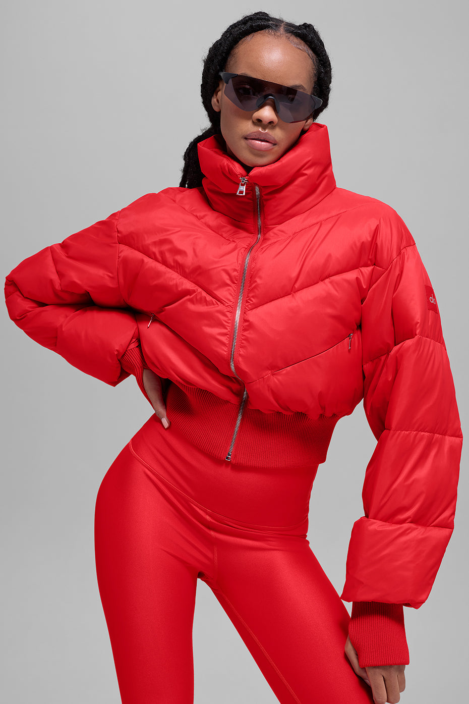 Cropped Atmosphere Puffer   Bright Red