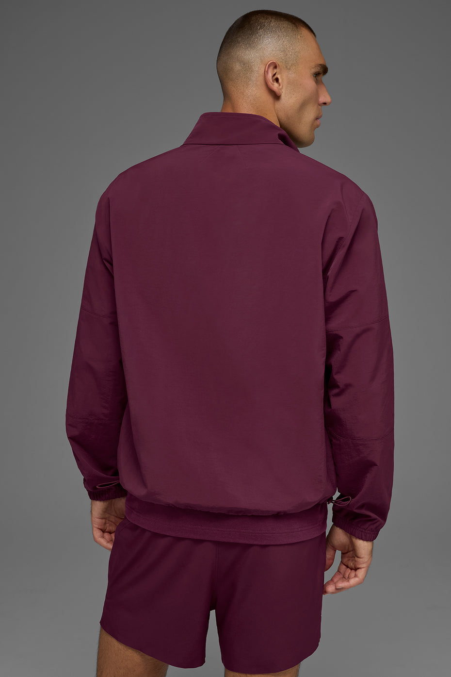 Alternative view of Light Weight Takeaway Track Pullover   Burgundy