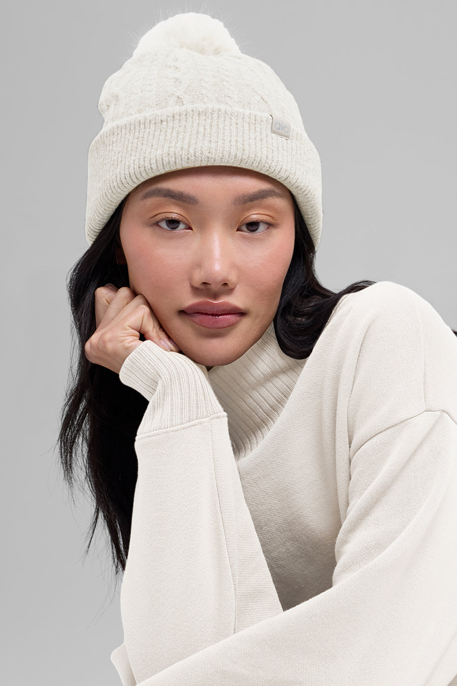 Cable Knit Winter Bliss Beanie   Ivory