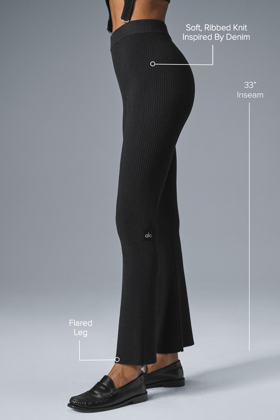 Alternative view of Denim Knit High Waist Flare Pant   Black/Anthracite
