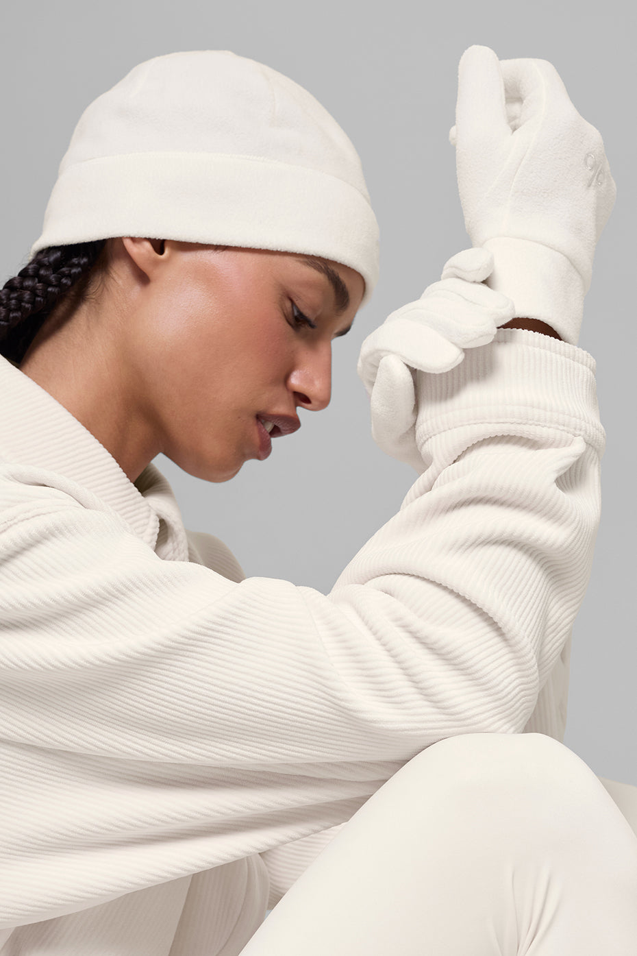Alternative view of Performance Fleece Glove   Ivory/Ivory