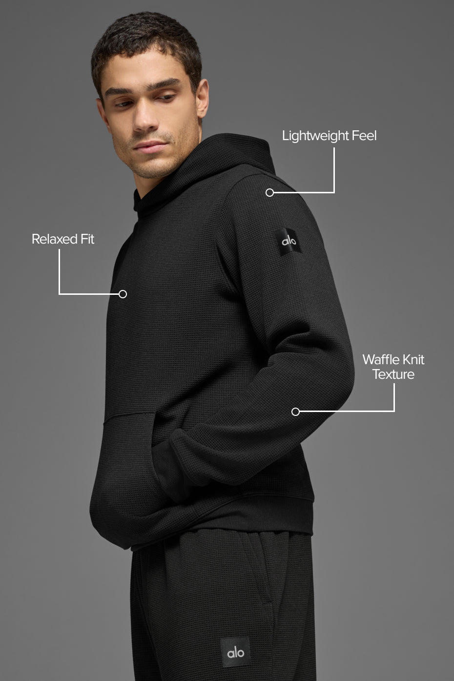 Alternative view of Waffle Lounge Hoodie   Black