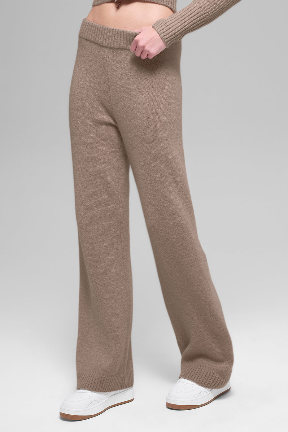 Wool Cashmere High Waist New Class Wide Leg Pant   Chai Latte