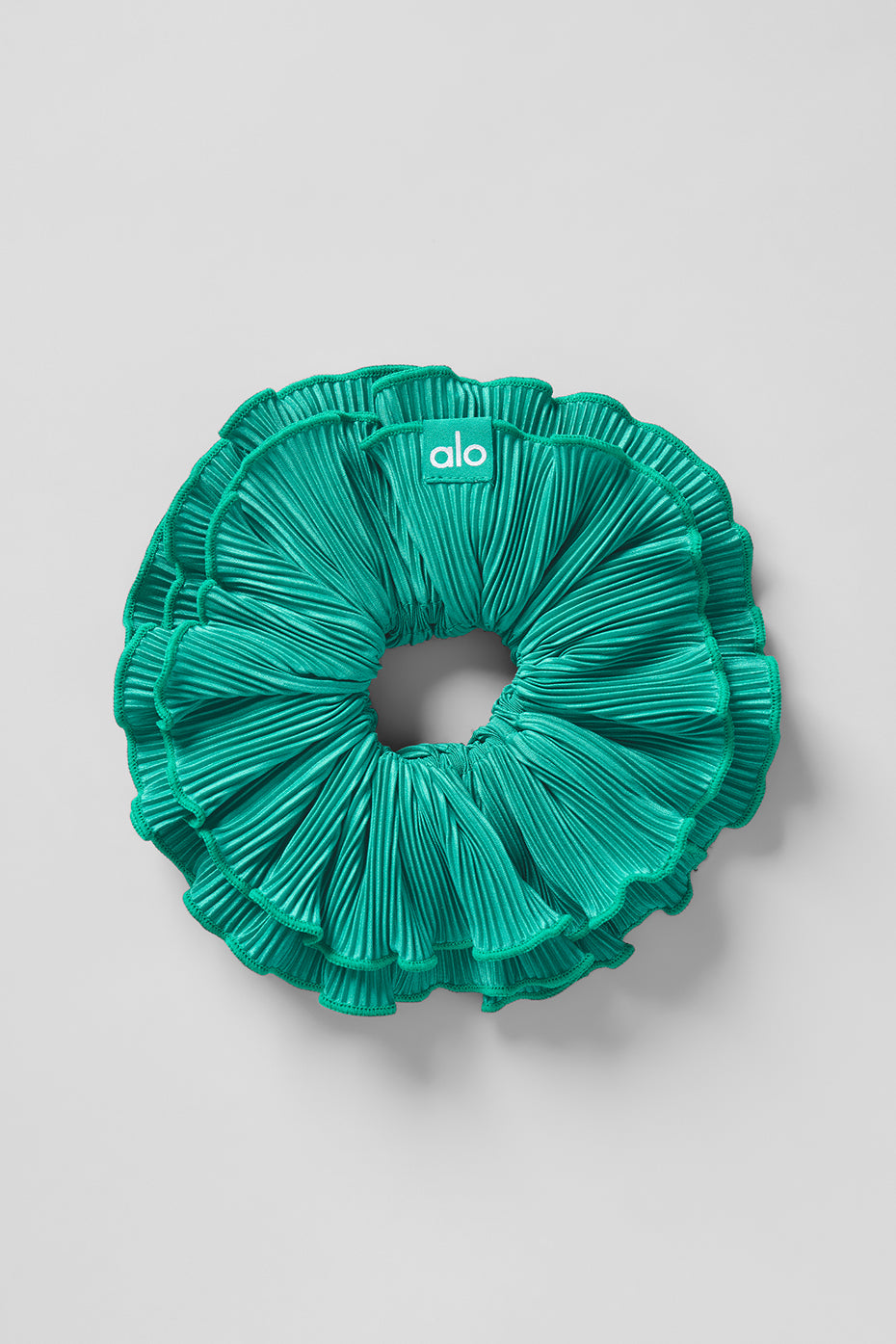 Micro Plisse Oversize Scrunchie   Spruce Green