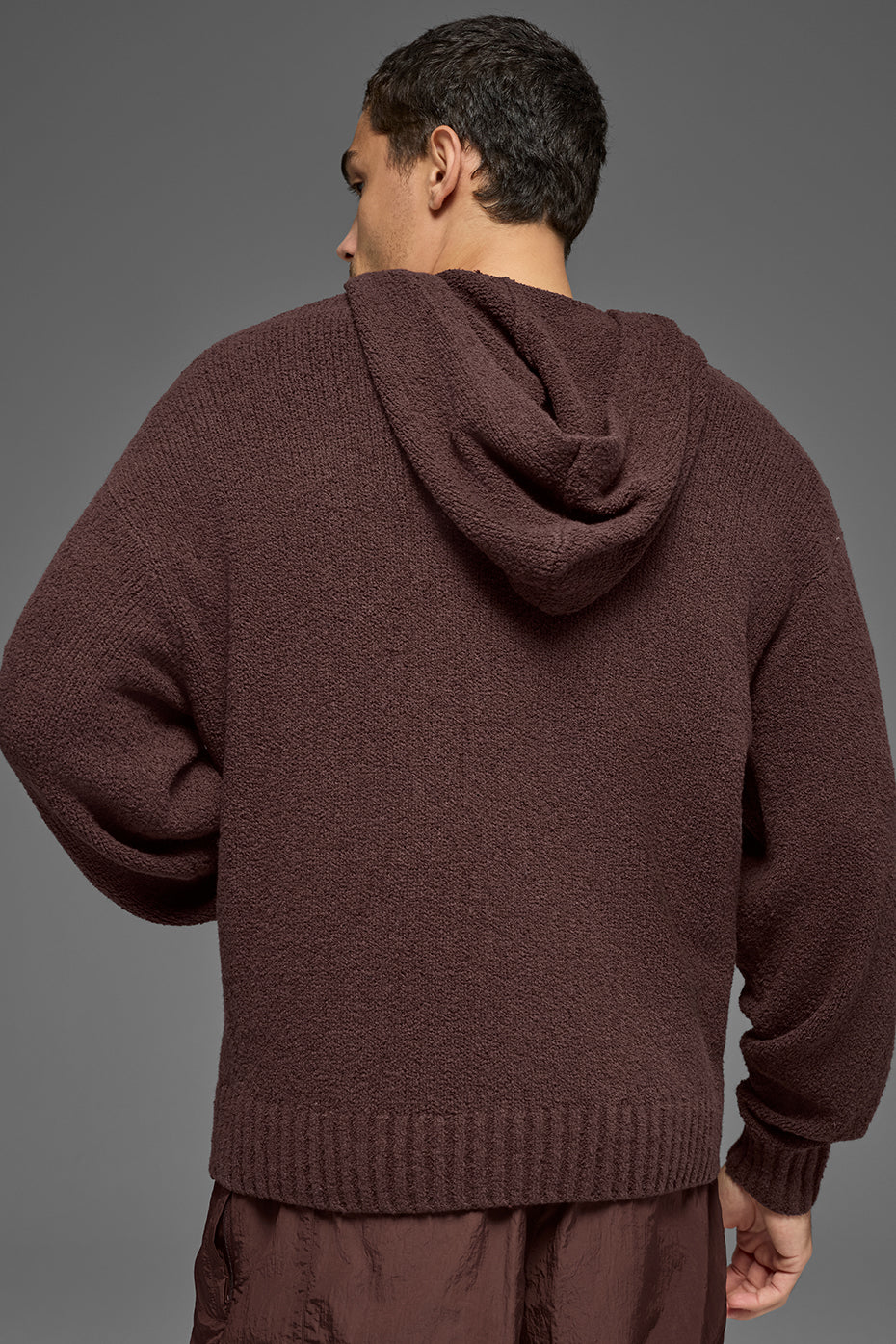Alternative view of Textured Knit Hoodie   Brownstone