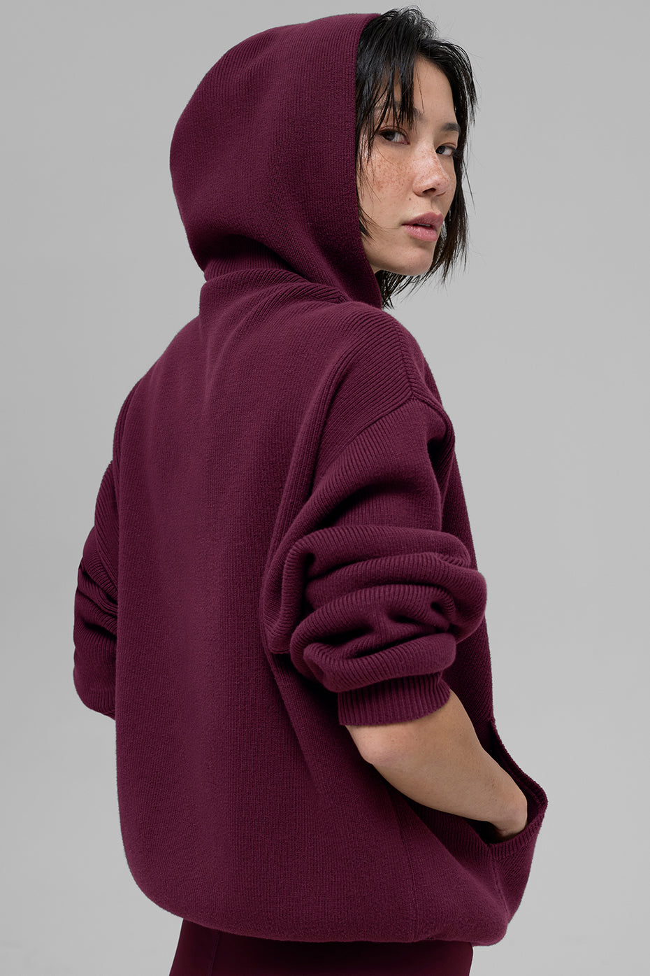 Alternative view of Scholar Hooded Sweater   Burgundy