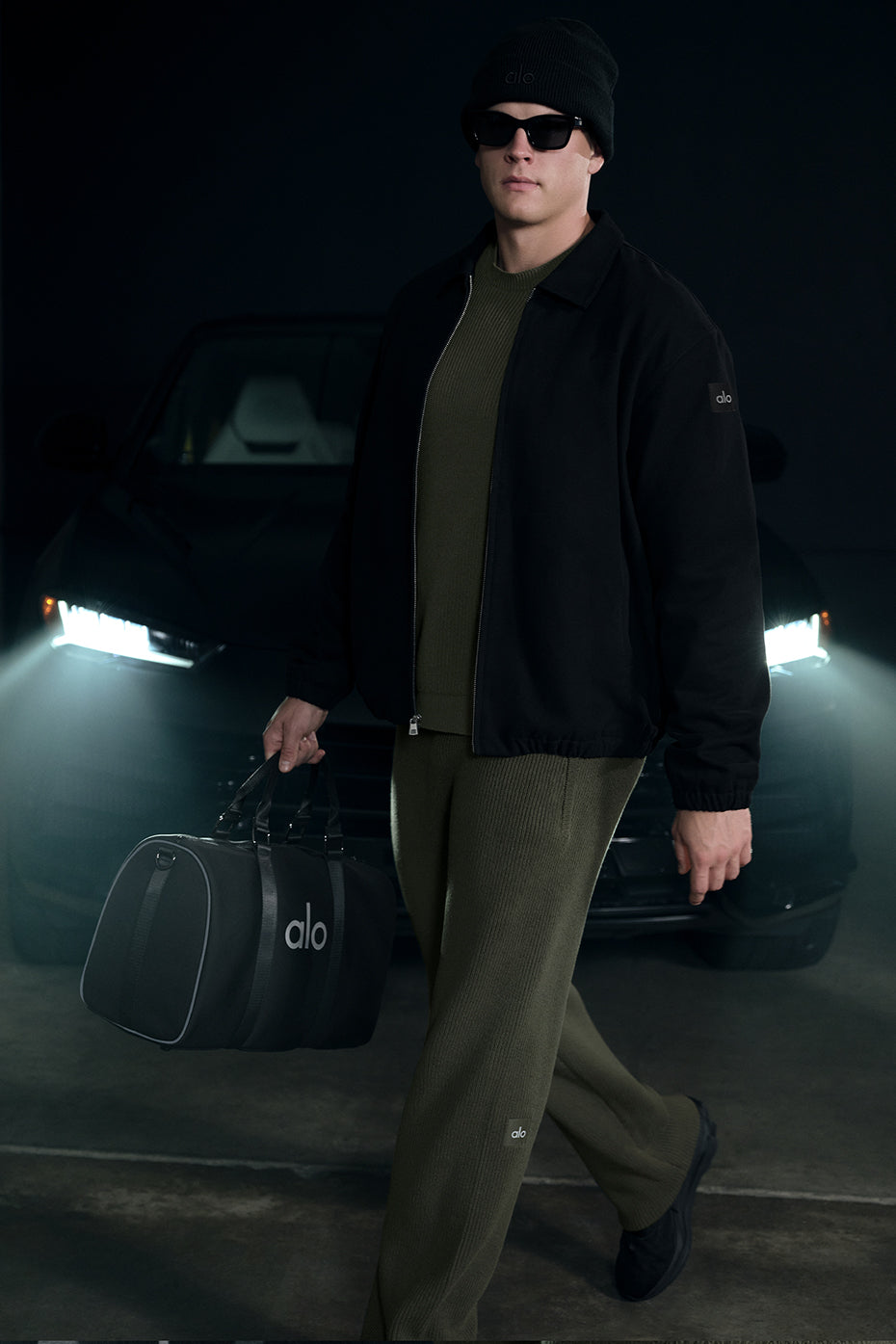 Domain Rib Knit Sweatpant   Green Olive
