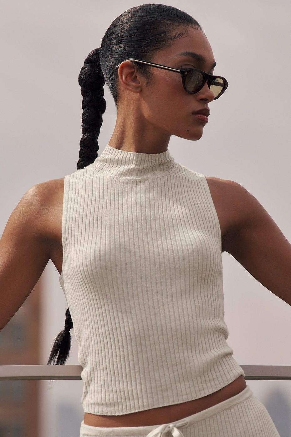 Sweater Knit Unwind Sleeveless Top   Oatmeal Heather