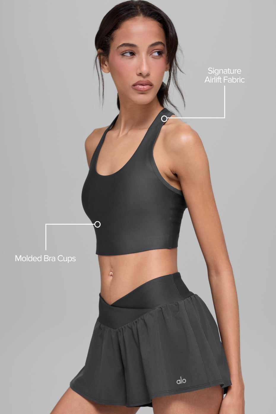 Alternative view of Airlift Super Sleek Bra Tank   Anthracite