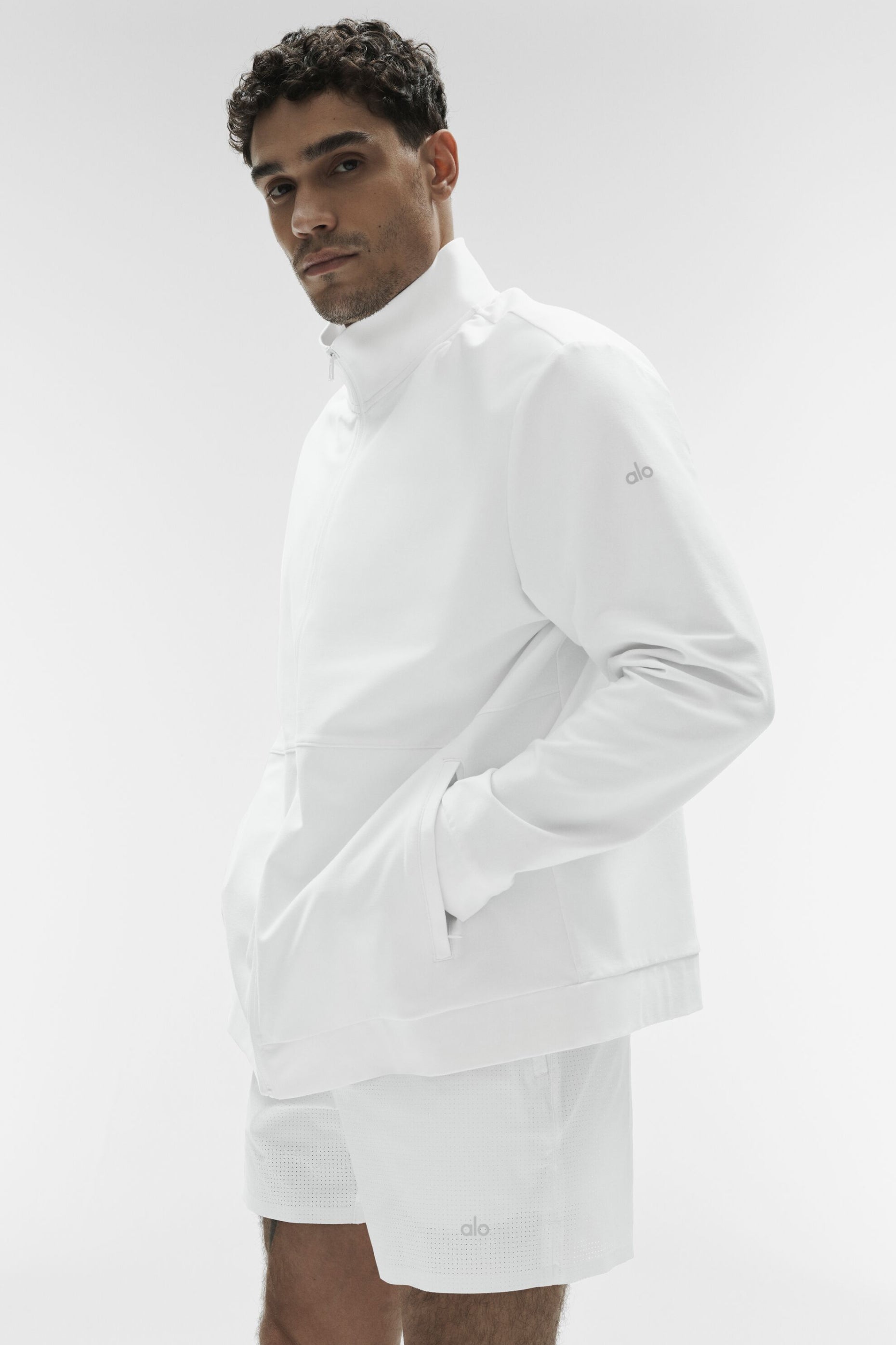 Conquer Max Mock Neck Full Zip   White