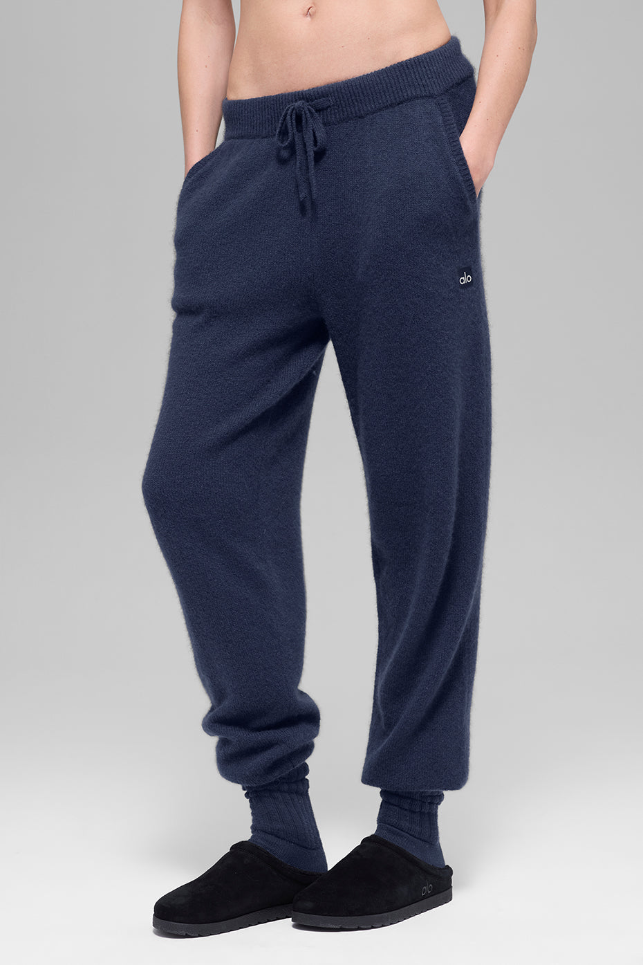 Wool Cashmere High Waist New Class Jogger   Navy