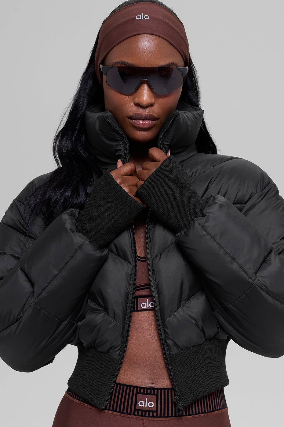 Cropped Atmosphere Puffer   Black