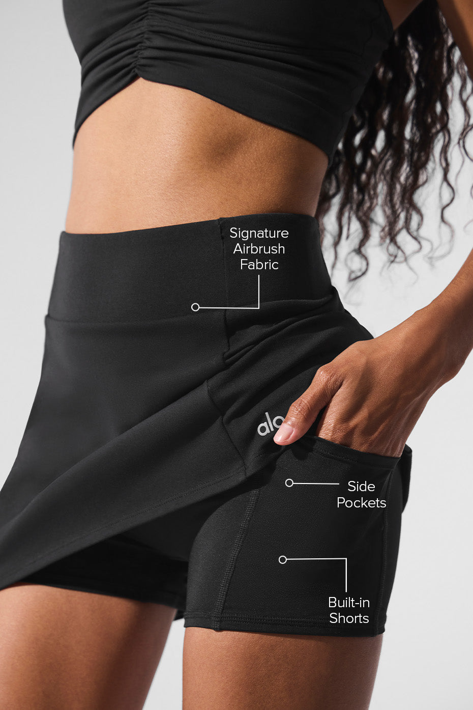 Alternative view of Airbrush High Waist Good Form Tennis Skirt   Black