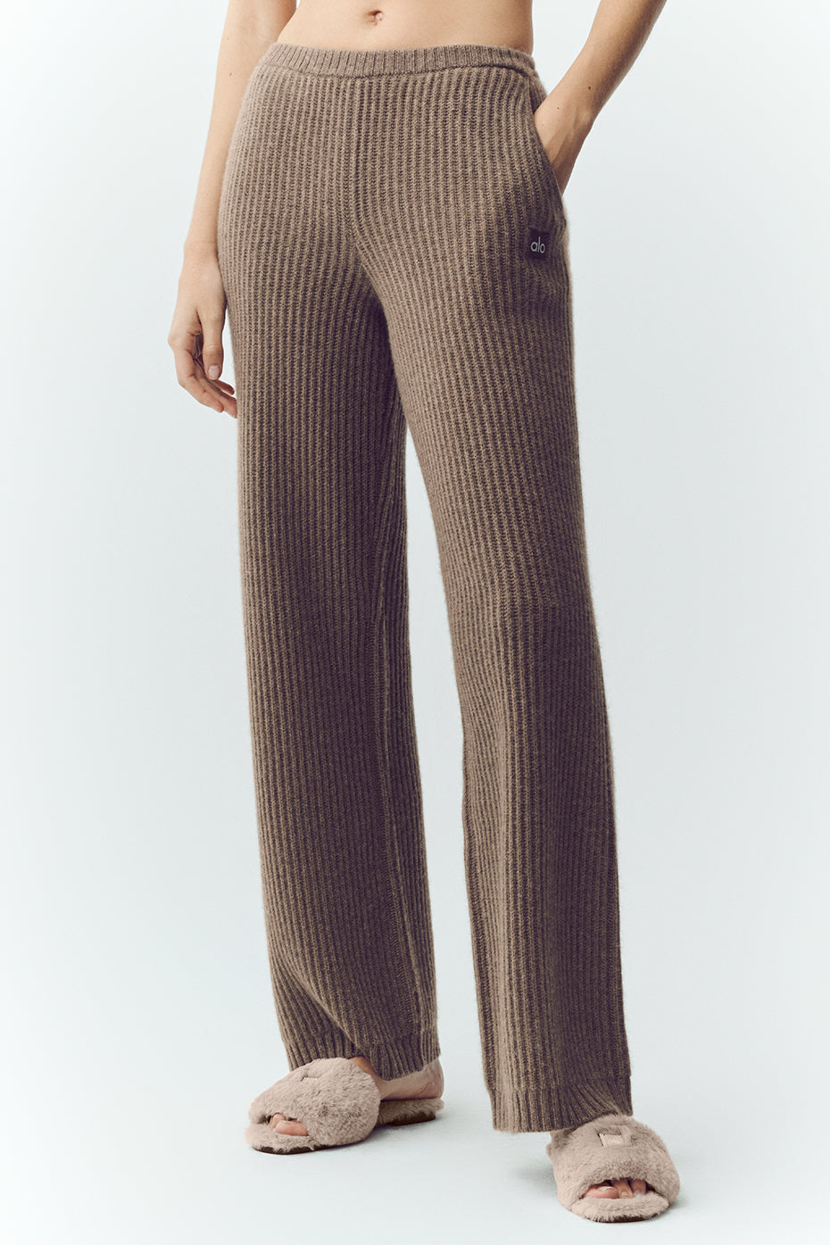 Cashmere High Waist Northstar Straight Leg Pant   Alpine Cocoa Heather