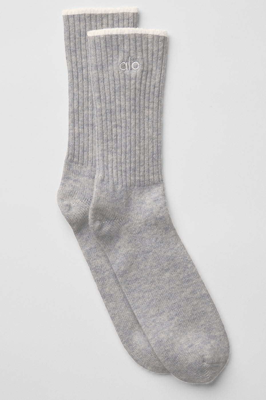 Unisex Wool Cashmere Light Frosted Sock   Light Heather Grey/Ivory