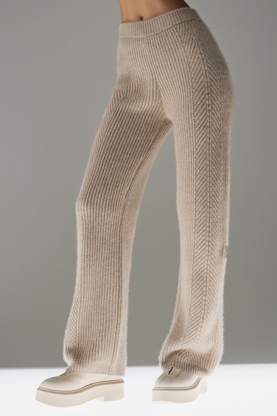 Winter Magic Cashmere Wide Leg Pant   Flax Heather