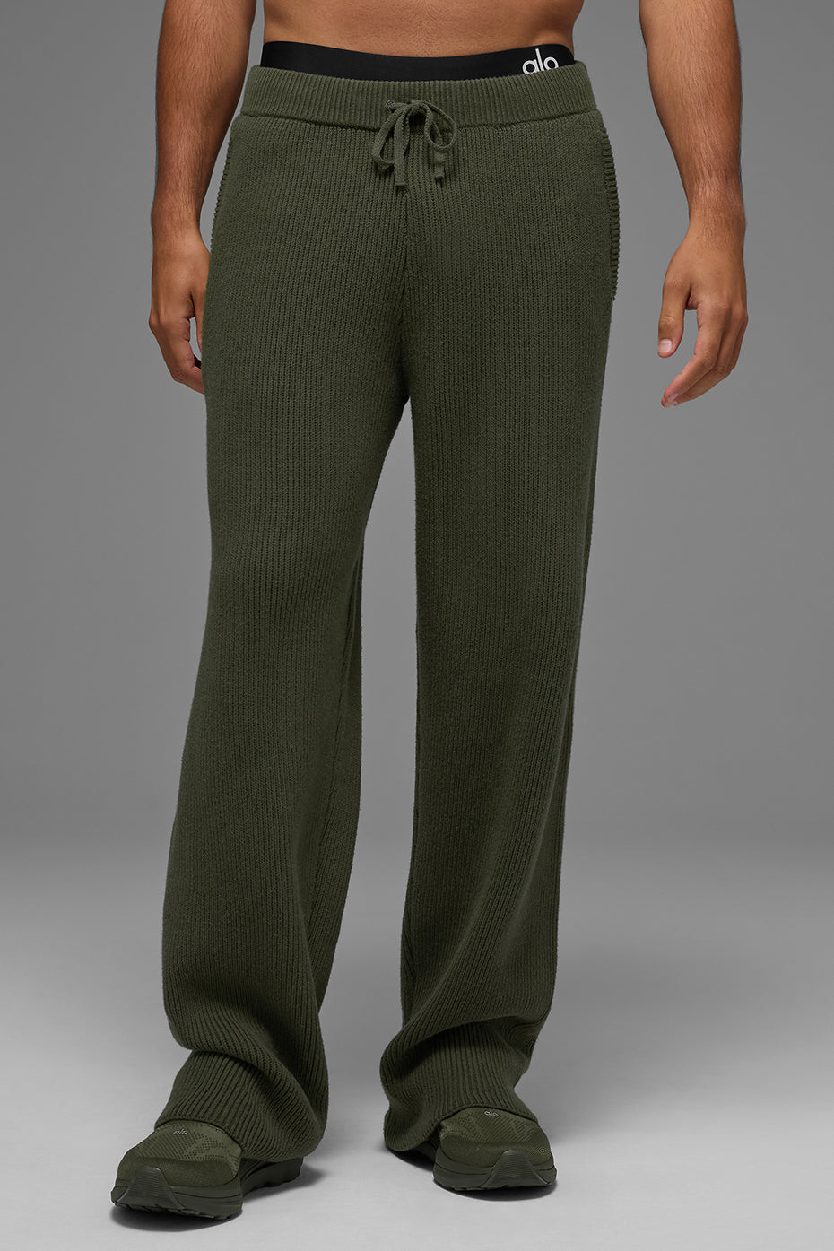 Alternative view of Domain Rib Knit Sweatpant   Green Olive