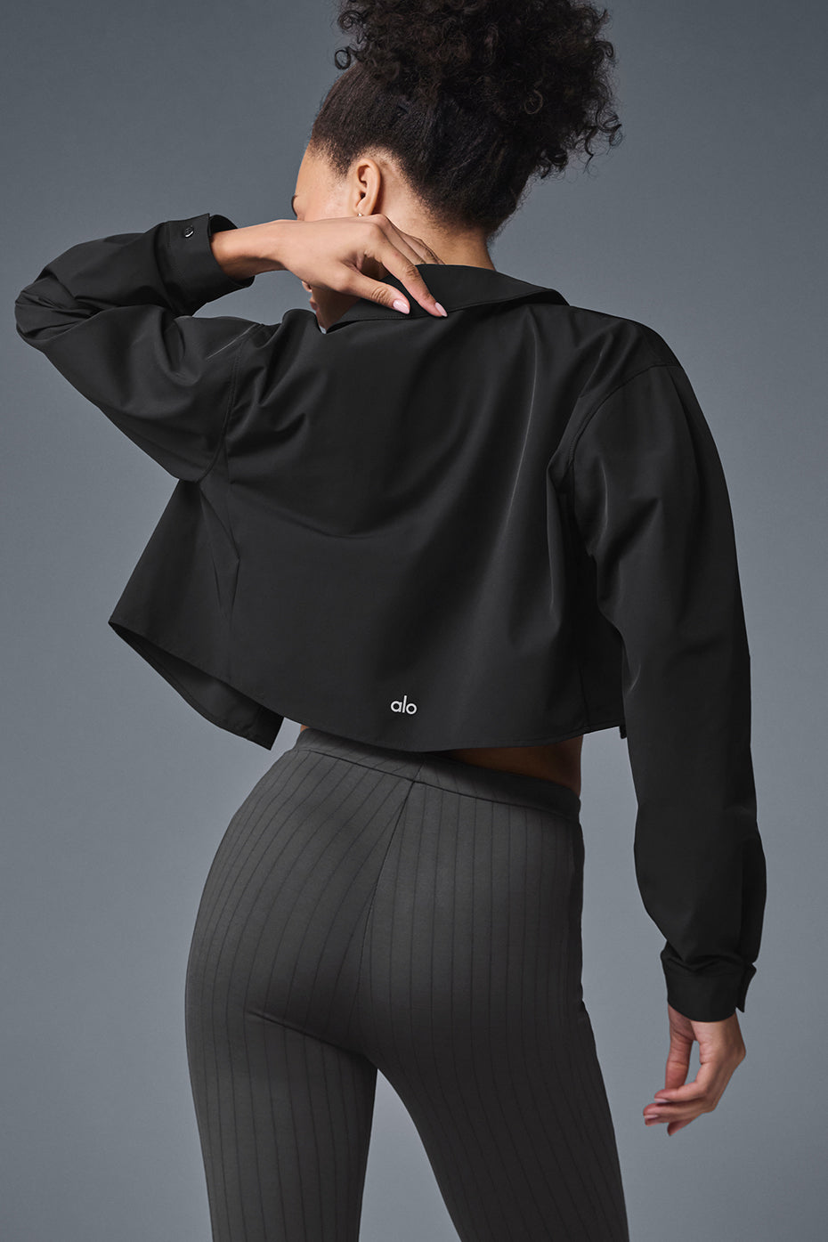 Alternative view of Cropped Take Me Out Button Up   Black