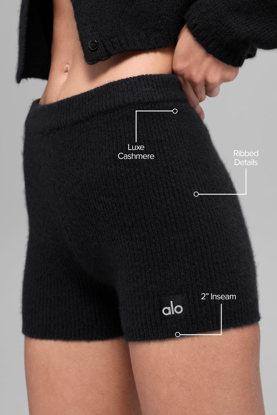 Alternative view of Wool Cashmere Ribbed Noble Short   Black
