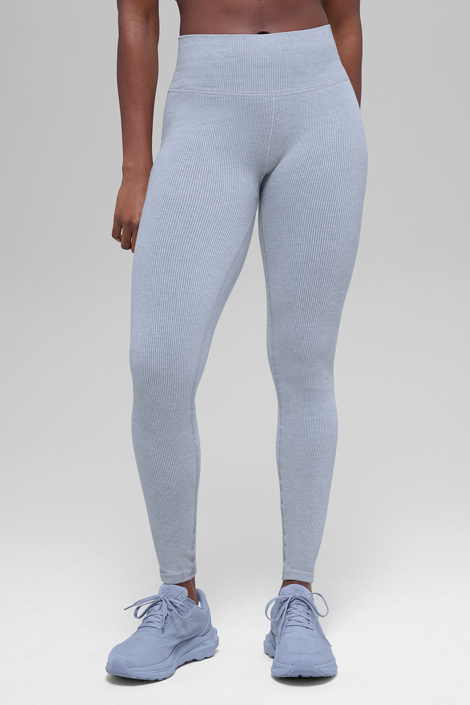 Seamless High Waist Two Tone Rib Legging   Winter Frost Heather