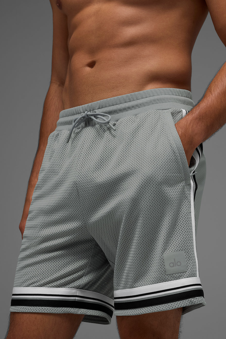 Alternative view of 7" Key Mesh Basketball Short   Lunar Grey