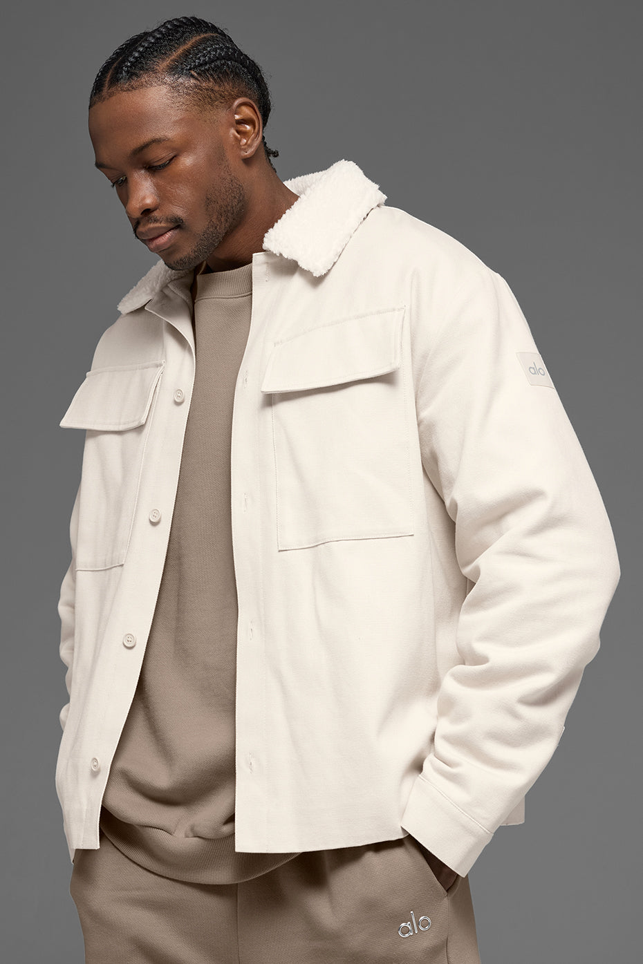 Canvas Utility Shacket   Bone
