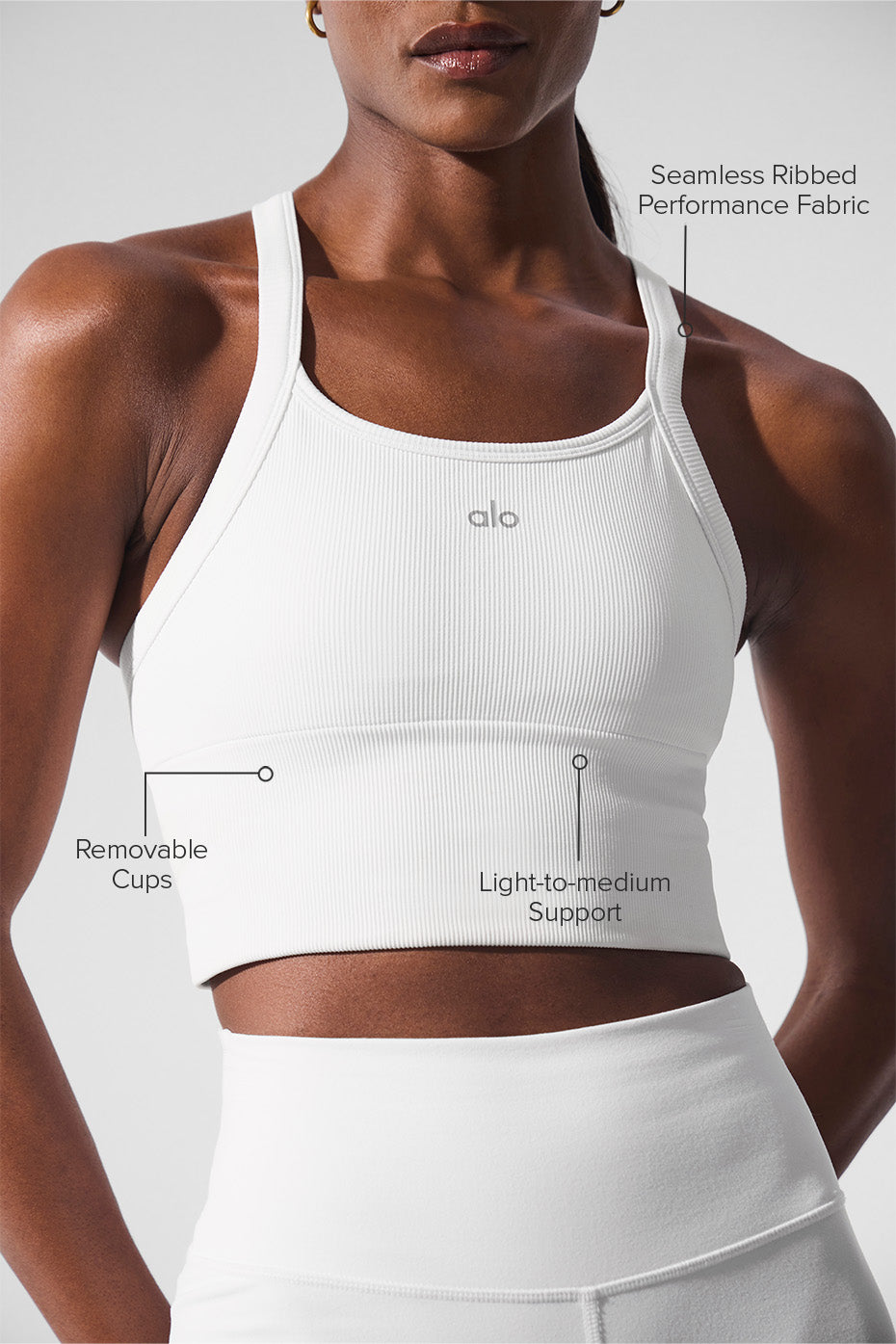 Alternative view of Seamless Ribbed Favorite Bra Tank   White