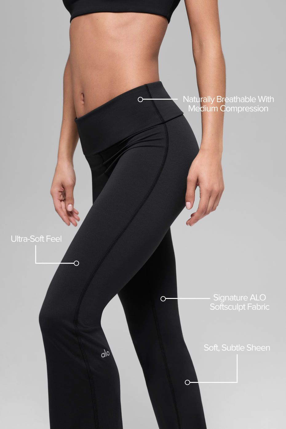 Alternative view of ALO Softsculpt Foldover Flare Legging   Black
