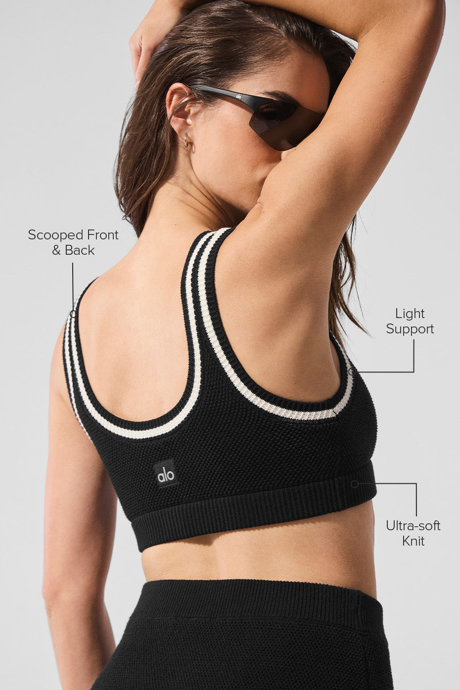 Alternative view of Tennis Club Sweater Knit Bra   Black/Ivory