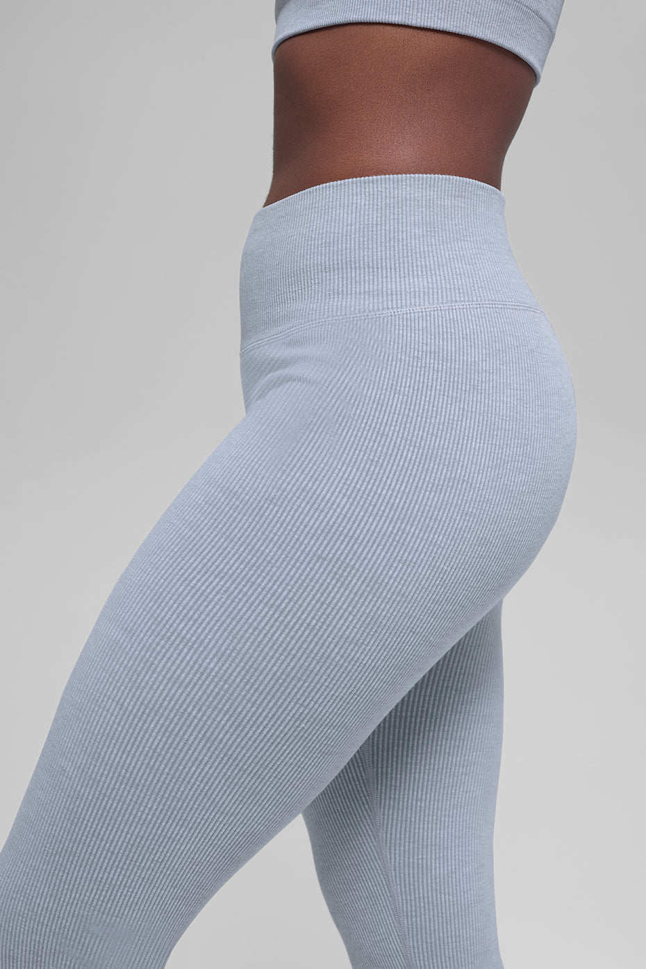 Alternative view of Seamless High Waist Two Tone Rib Legging   Winter Frost Heather