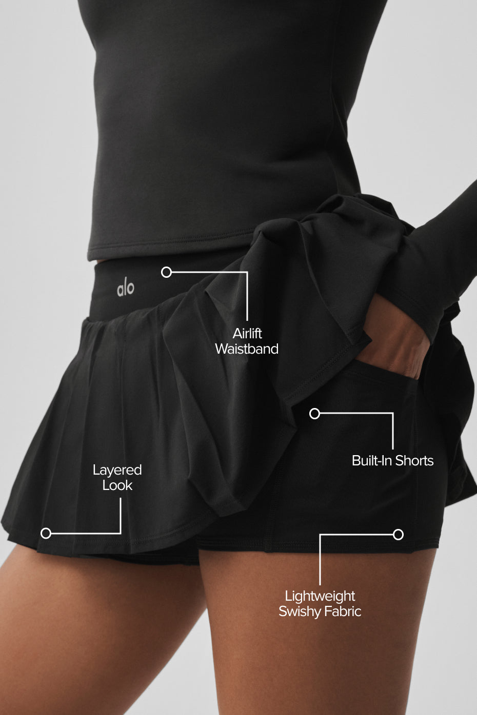 Alternative view of Double Or Nothing Tennis Skirt   Black