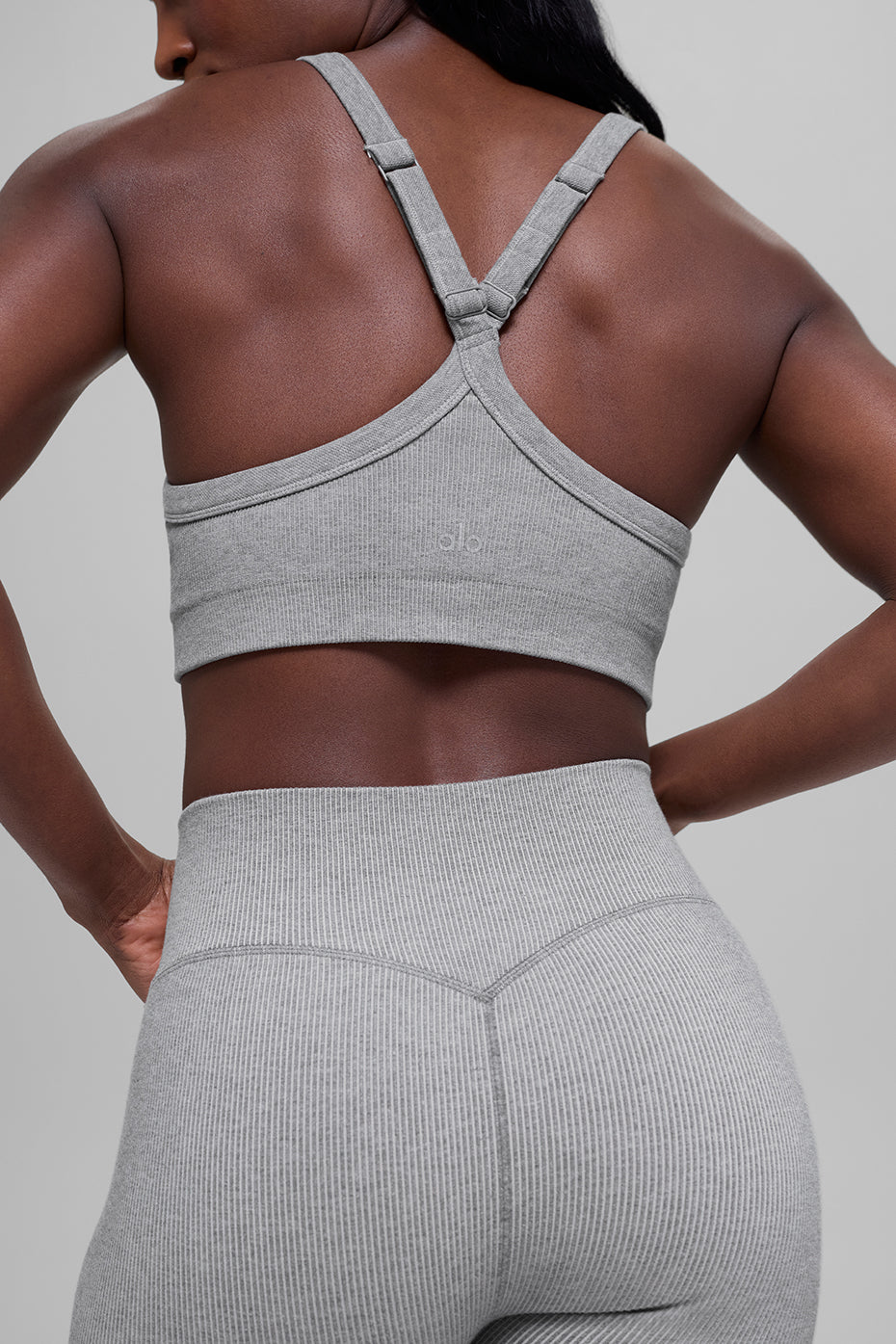 Alternative view of Seamless Two Tone Rib Bra   Light Misty Grey Heather