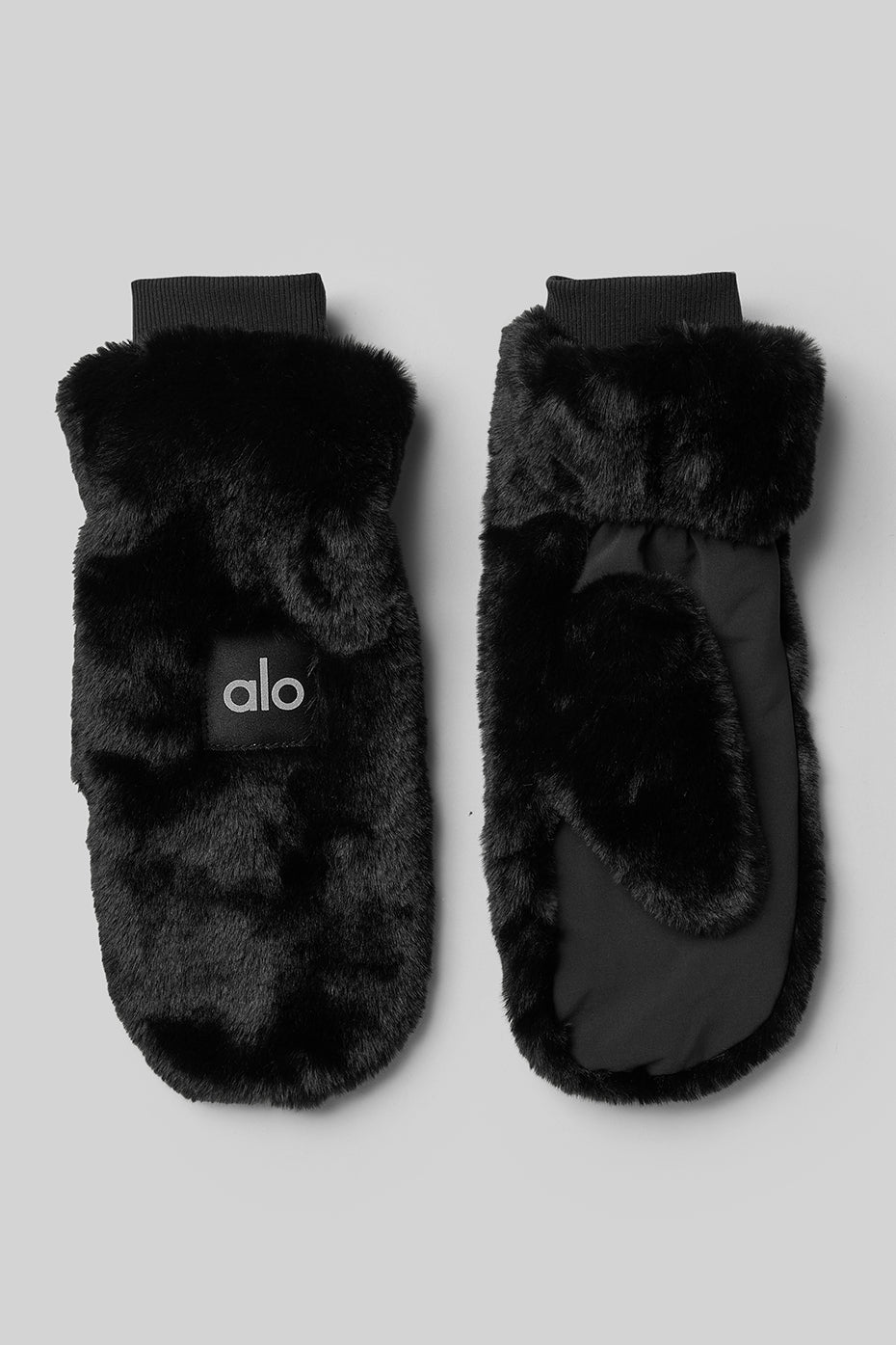 Alternative view of Faux Fur Mittens   Black