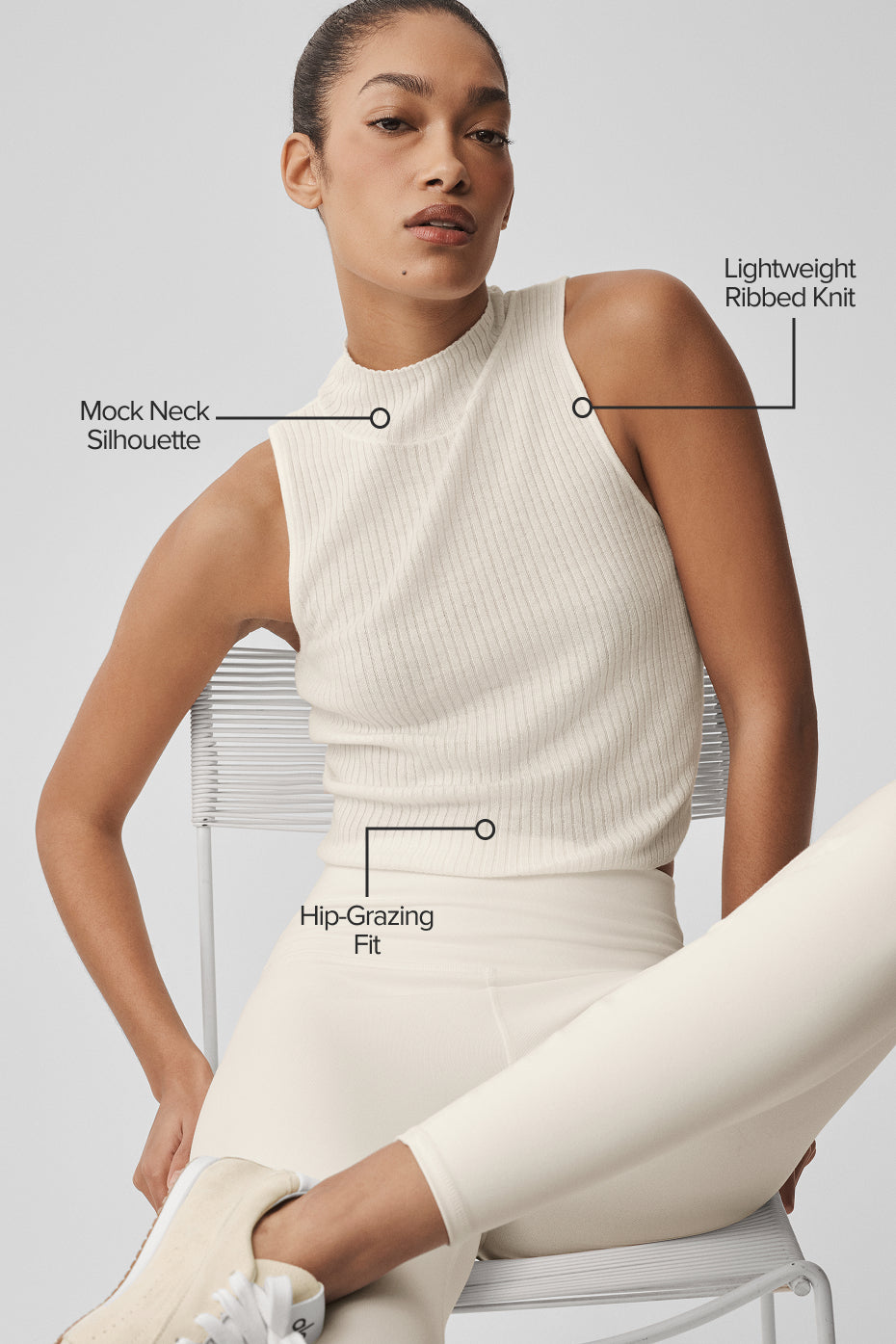Alternative view of Sweater Knit Unwind Sleeveless Top   Ivory
